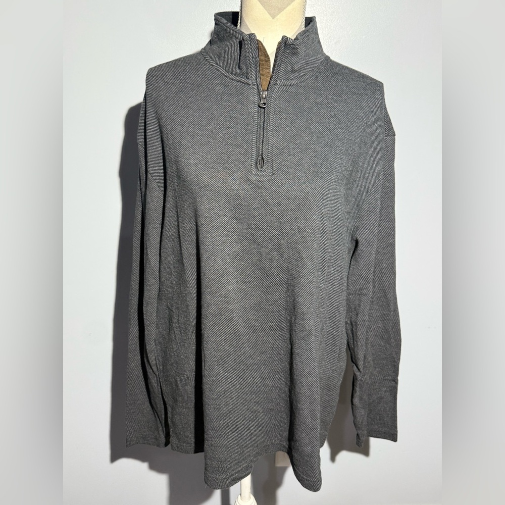 Chaps Black and Brown Quarter-Zip Pullover